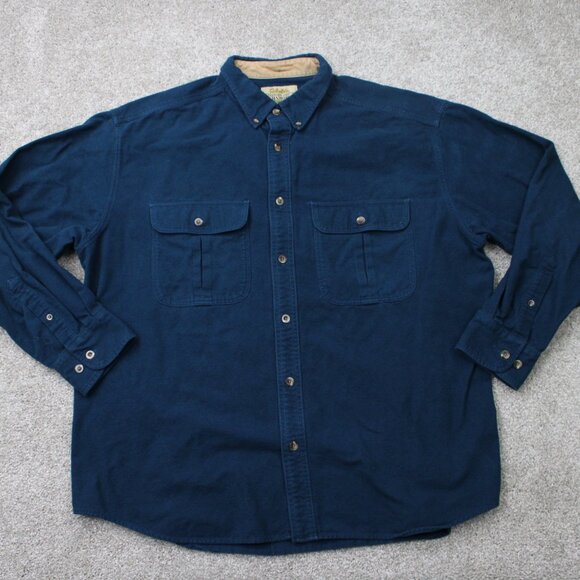 Cabela's Shirt Mens XL Blue Deerskin Soft Chamois Cotton Shacket L/S Button - Picture 1 of 12